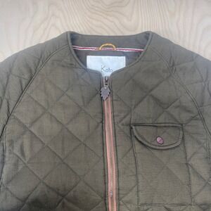 Koto‎ Quilted Jacket Olive Green Corduroy Patchwork Detail Small Size